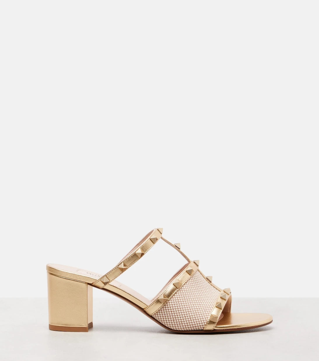 Valentino Garavani - Rockstud 80 leather-trimmed mules