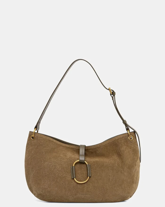 Twinset süet kadın hobo çanta