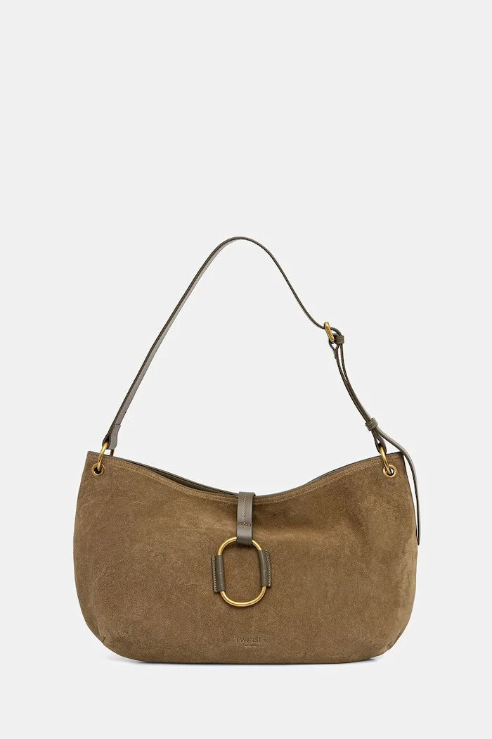 Twinset süet kadın hobo çanta