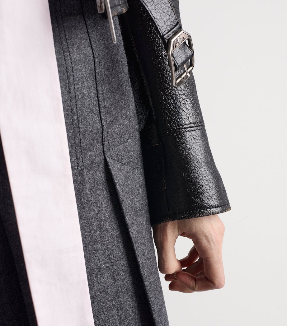 Prada Grey Wool Pleated Midi Skirt