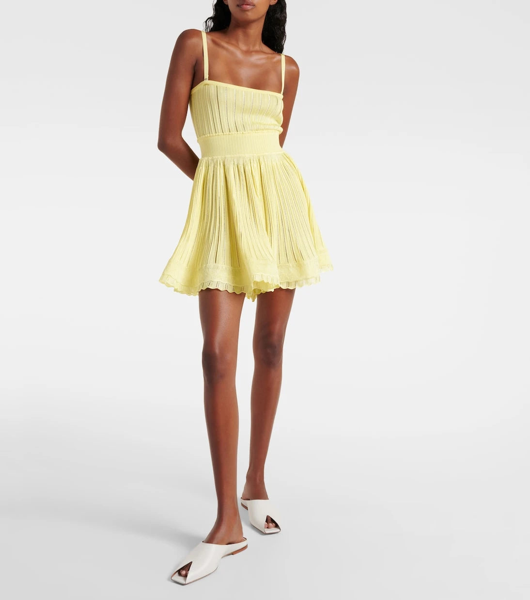 Alaïa - Leather peep-toe mules