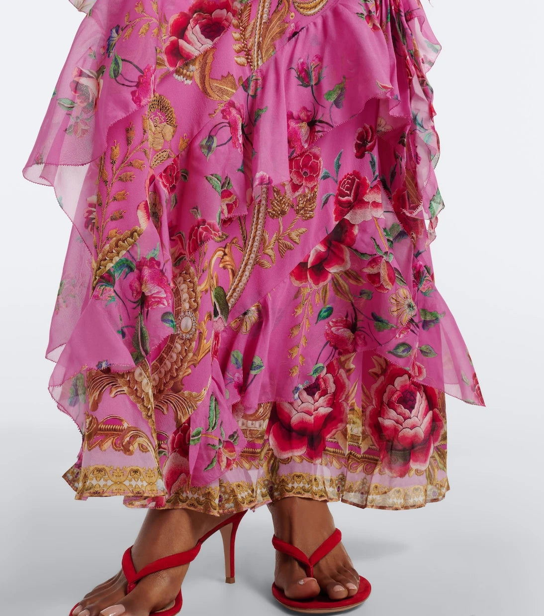 Camilla - Floral ruffled silk maxi dress