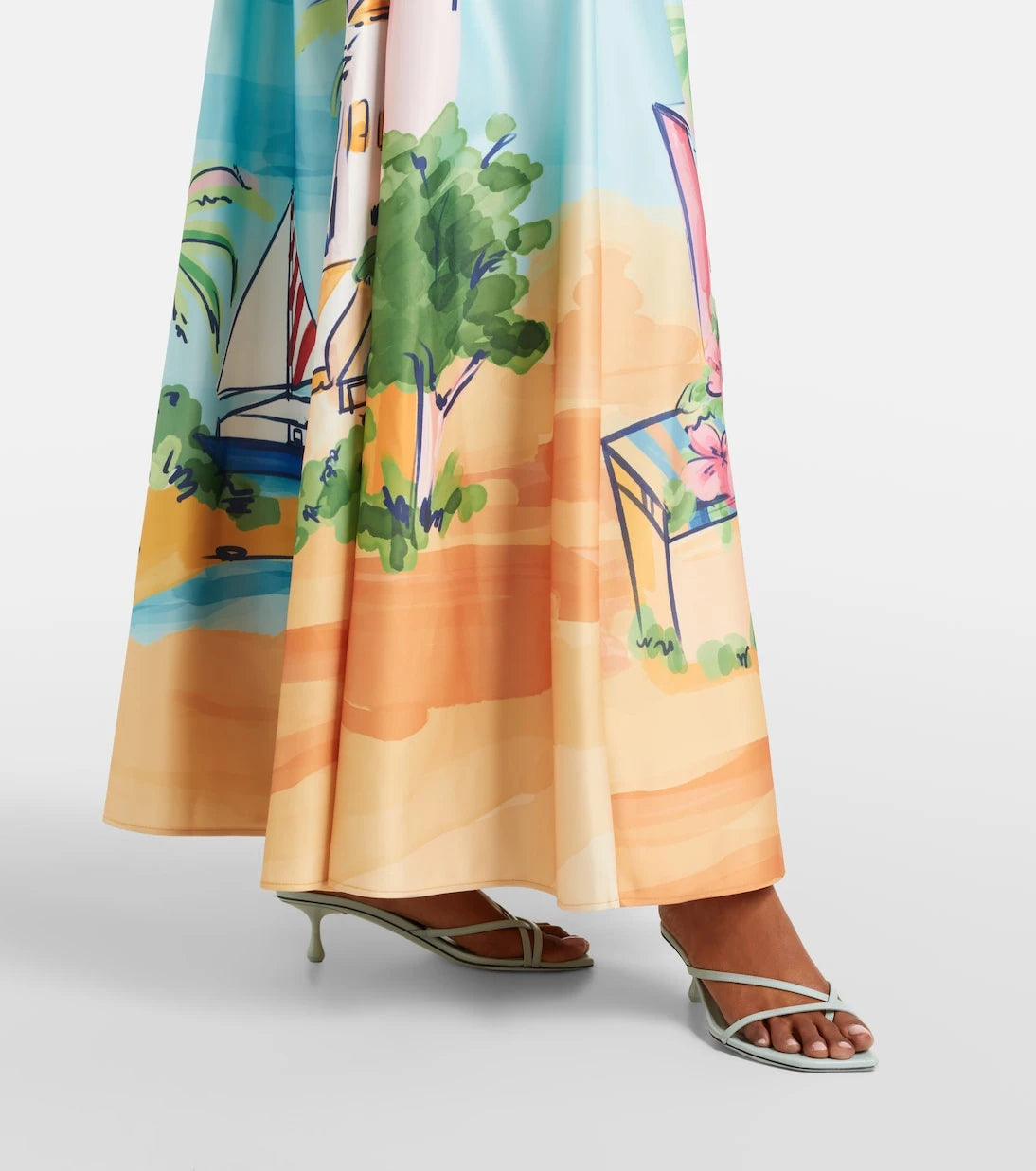 Leo Lin - Printed satin maxi skirt