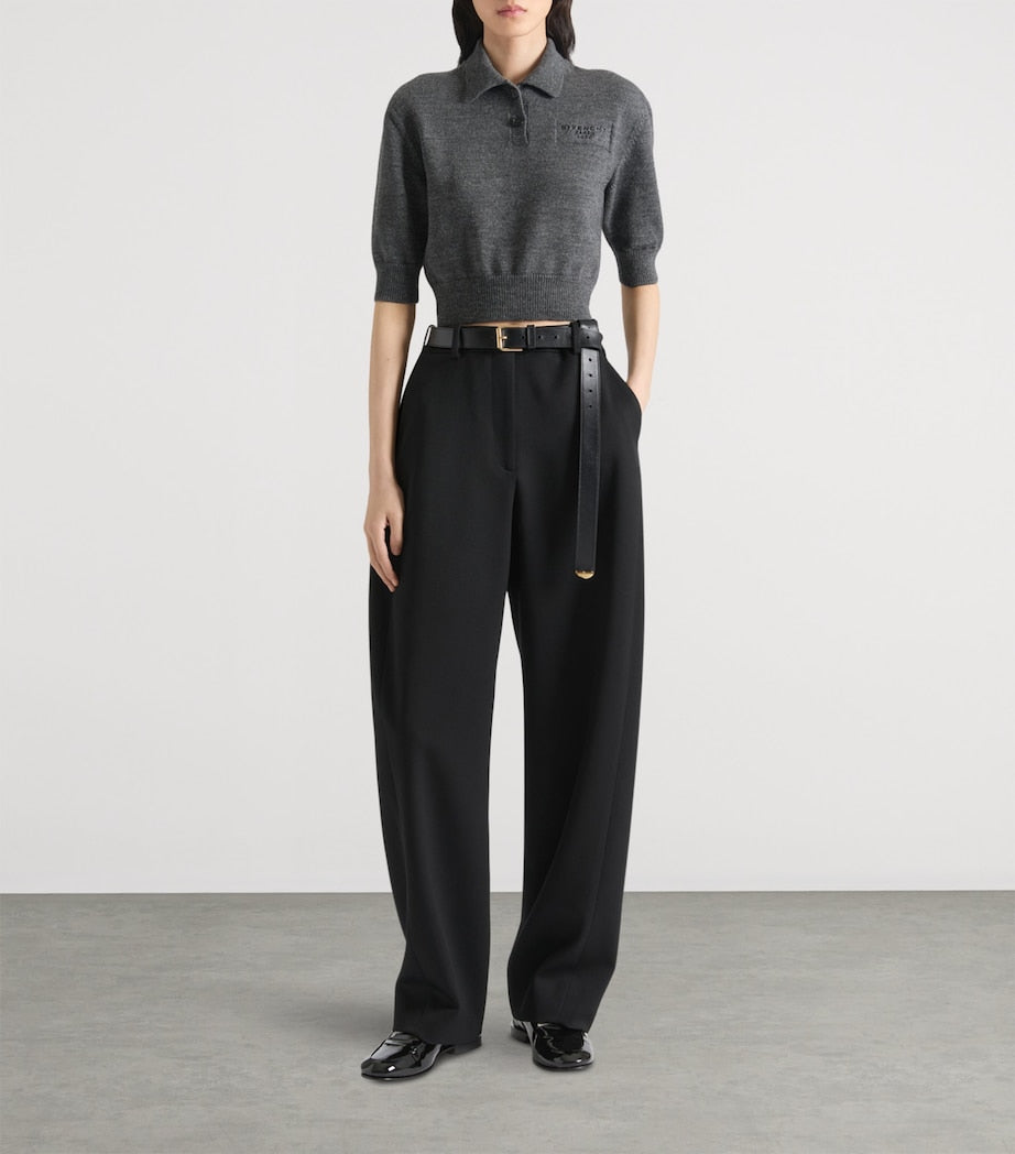 Givenchy Grey Wool-Alpaca Logo Polo Sweater