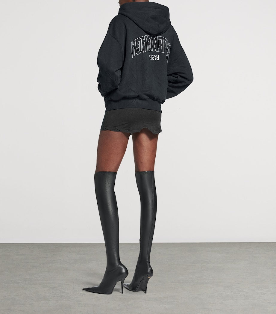 Grey Cotton Zip-Up Hoodie