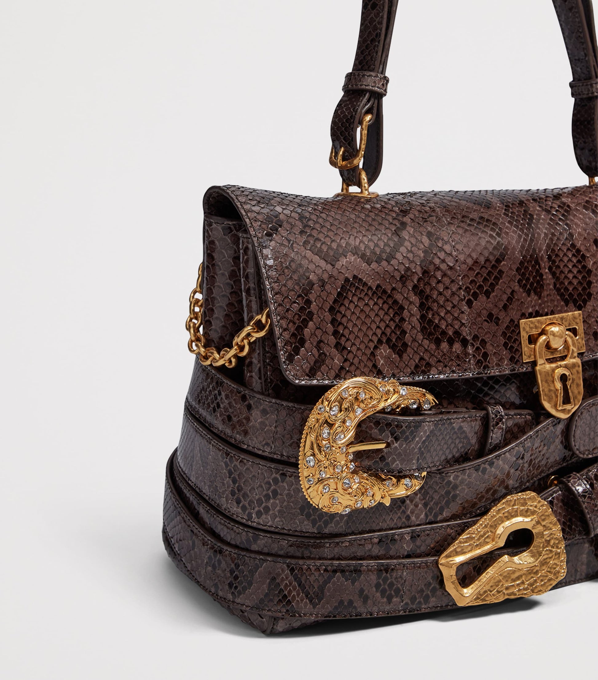 Schiaparelli Python Skin Belts Soft Secret Shoulder Bag