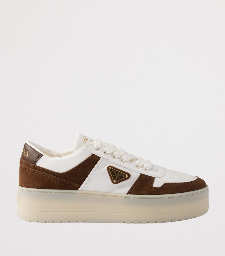 Prada Leather-Suede Downtown Bold Sneakers 50