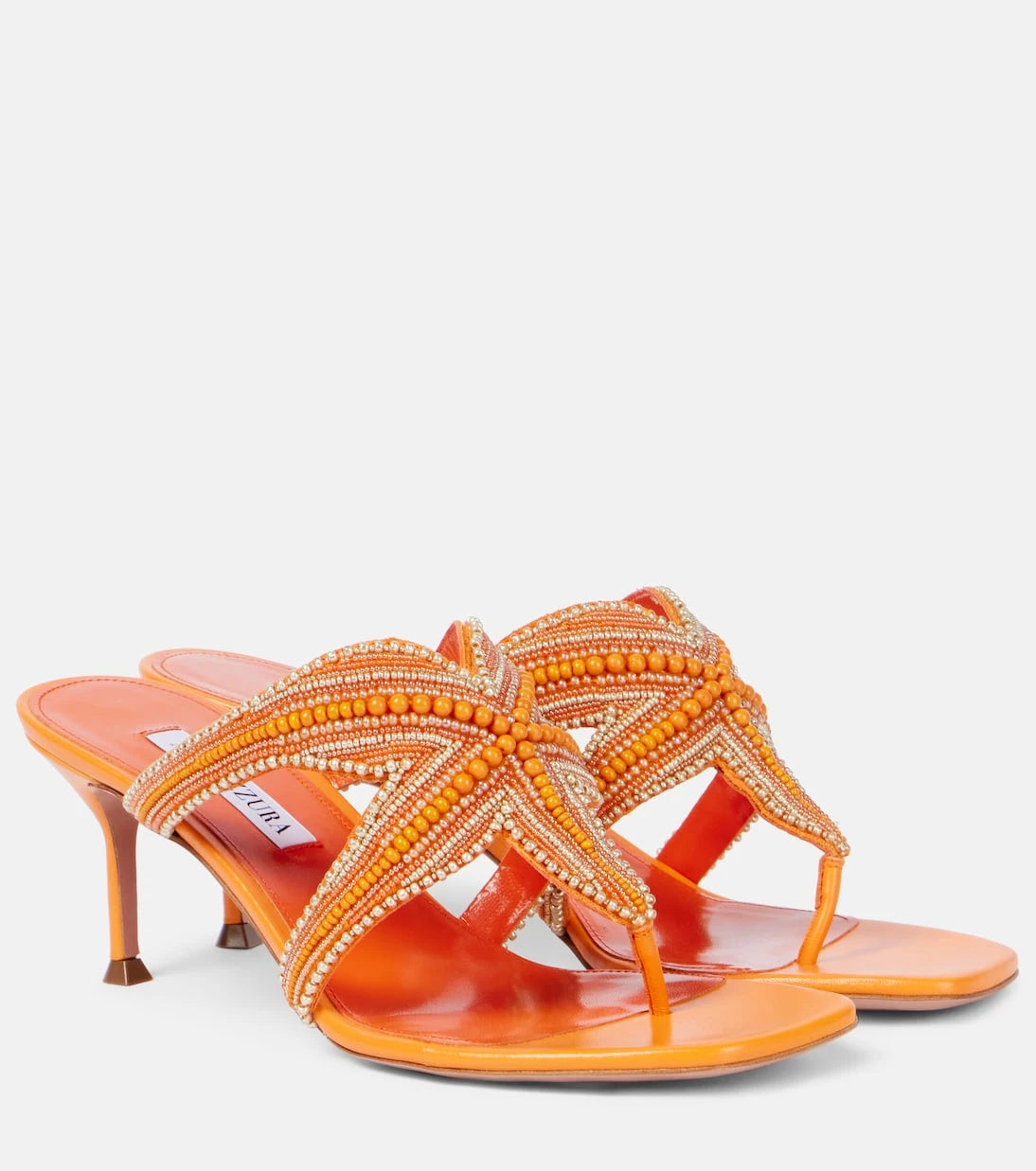 Aquazzura - Reef Star beaded leather thong sandals