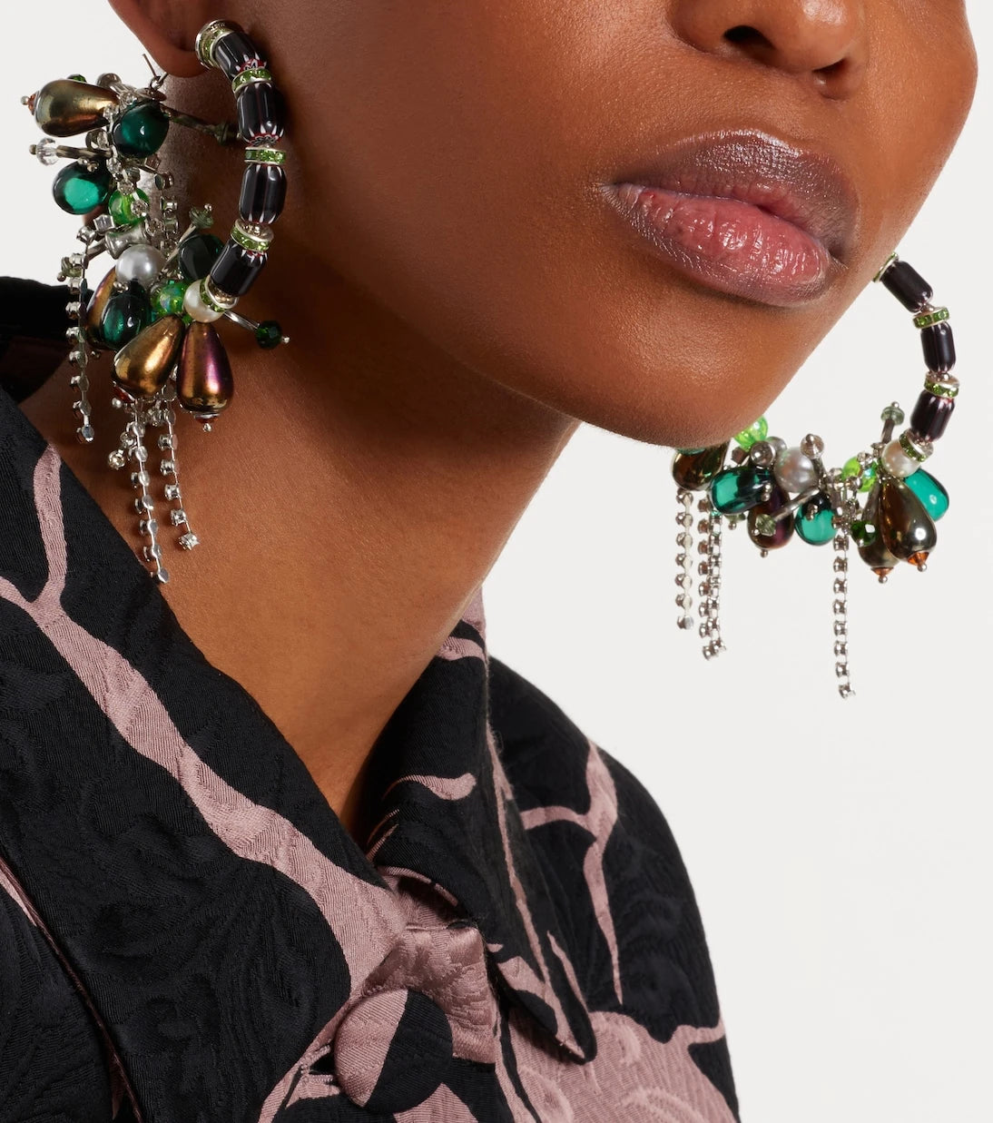 Dries Van Noten - Embellished hoop earrings