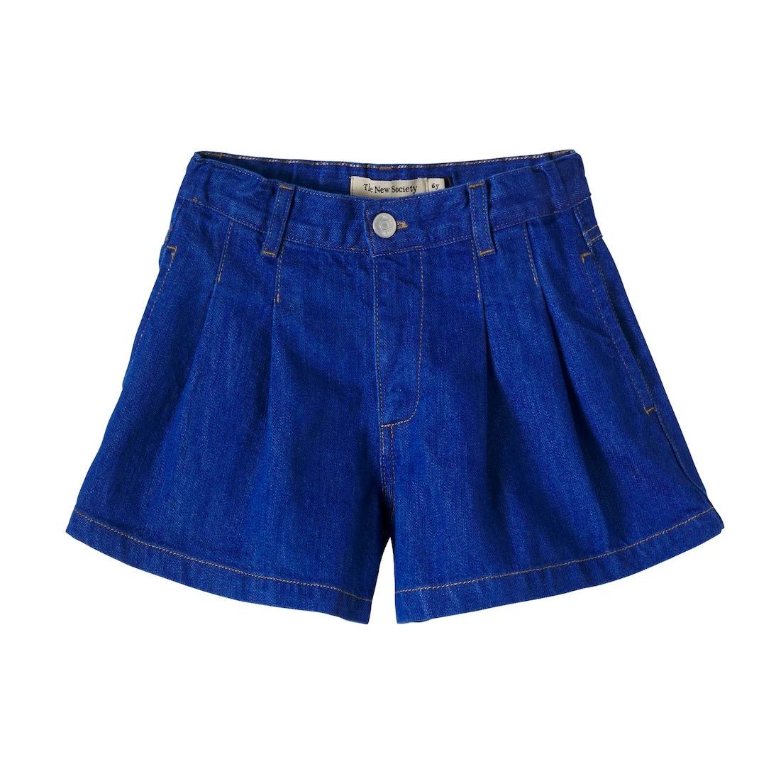 The New Society - Tulip pleated denim shorts