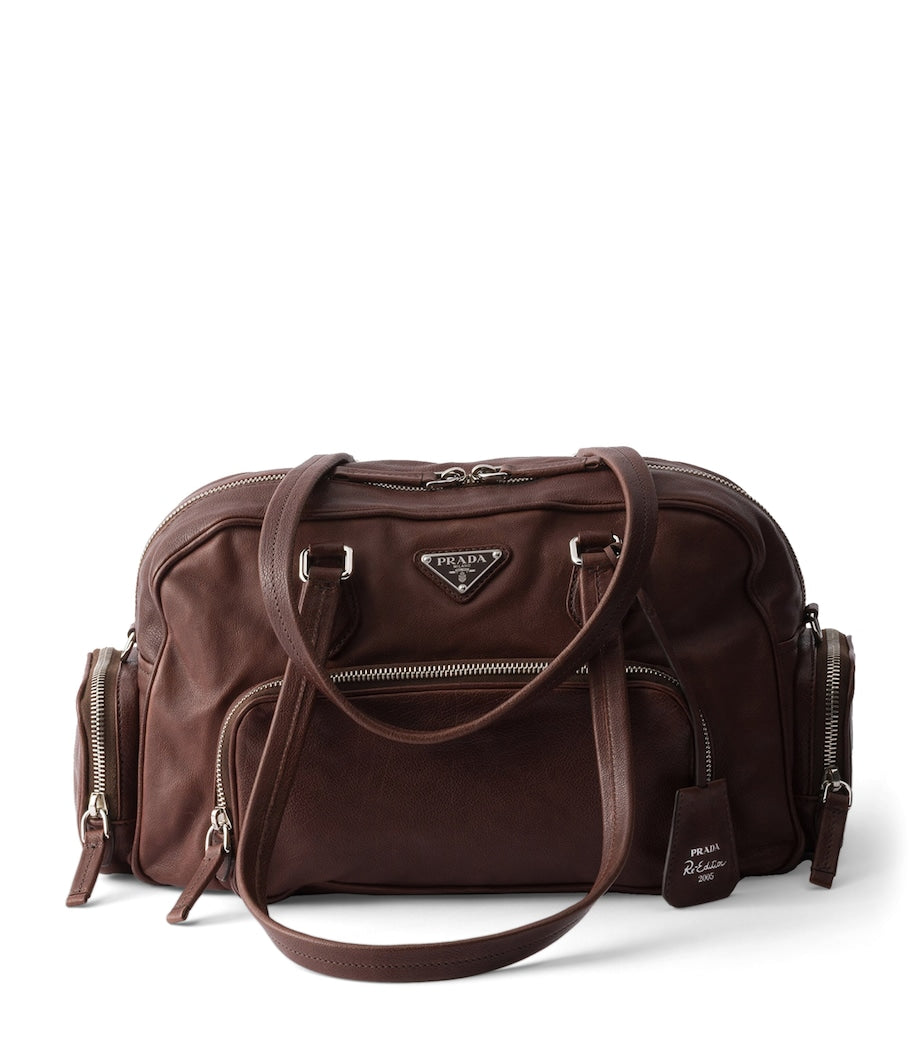 Large Washed Leather Shoulder Bag