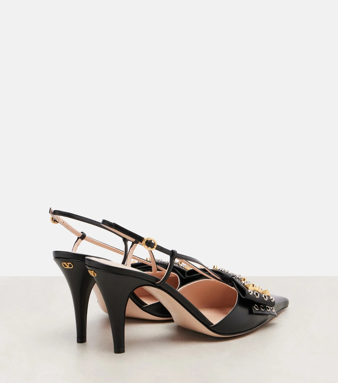 Valentino Garavani - Bowow 85 studded leather slingback pumps