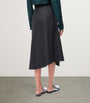 Black Wool-Blend Asymmetric Midi Skirt