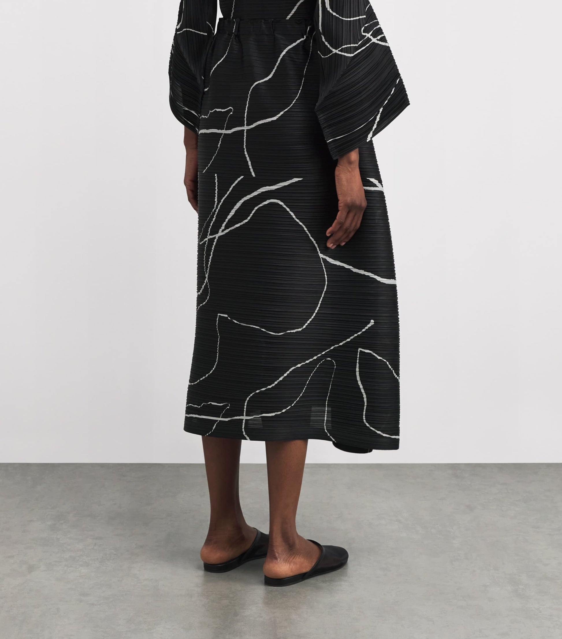 Printed Pause Midi Skirt BLACK