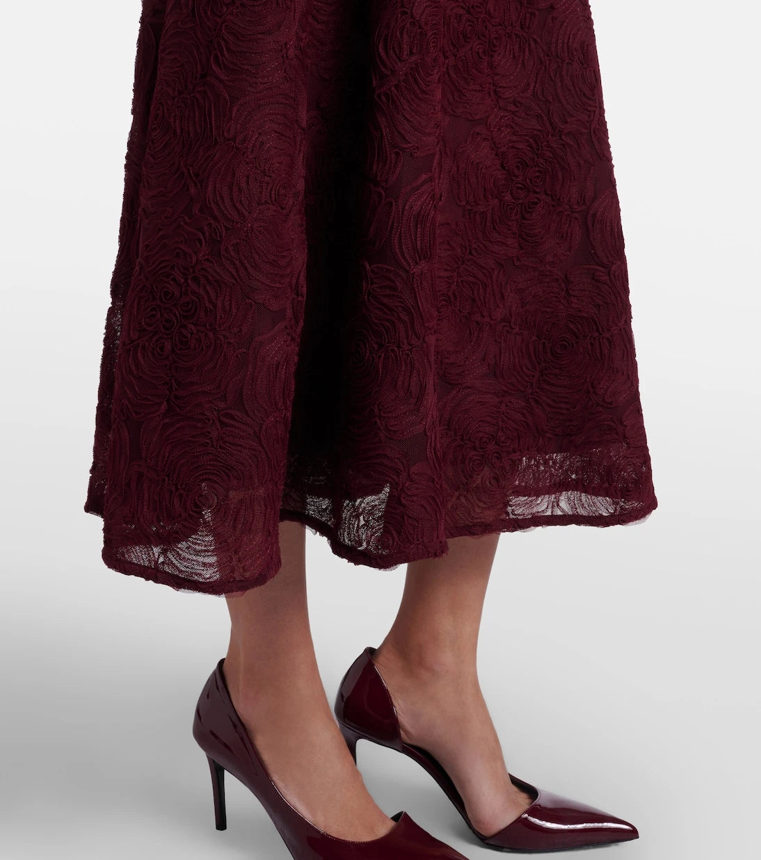 Rotate - Floral-appliqué mesh midi dress