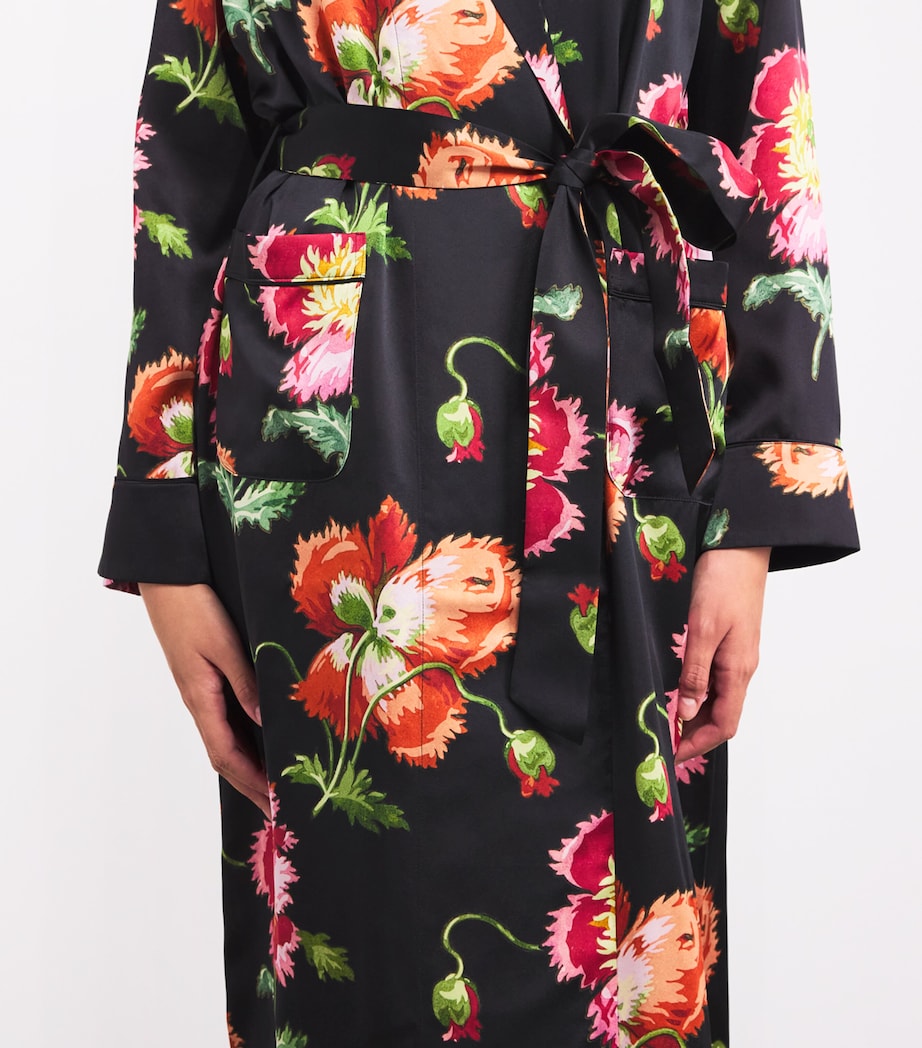 Black Silk Floral Robe