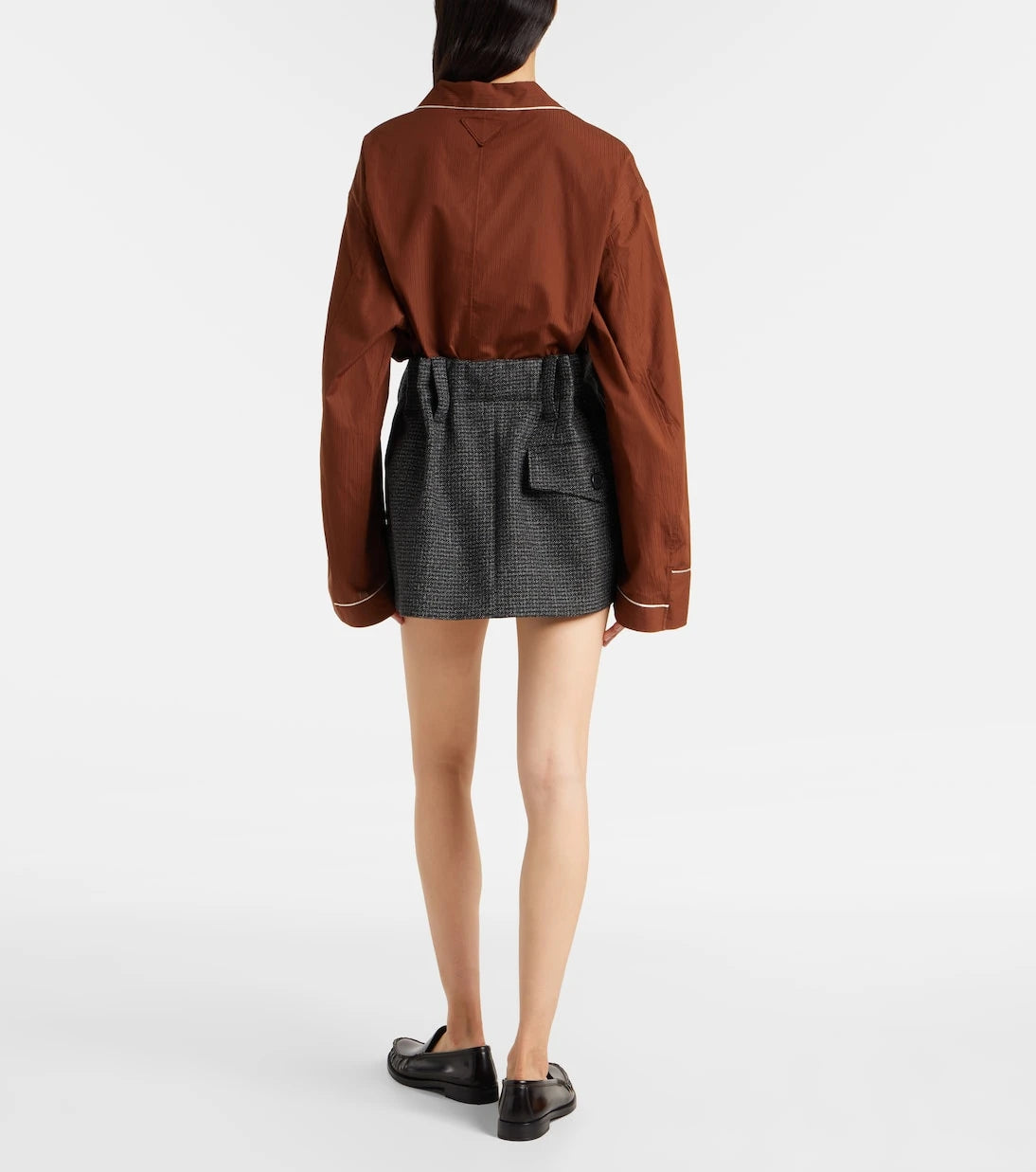 Prada - Herringbone virgin wool miniskirt