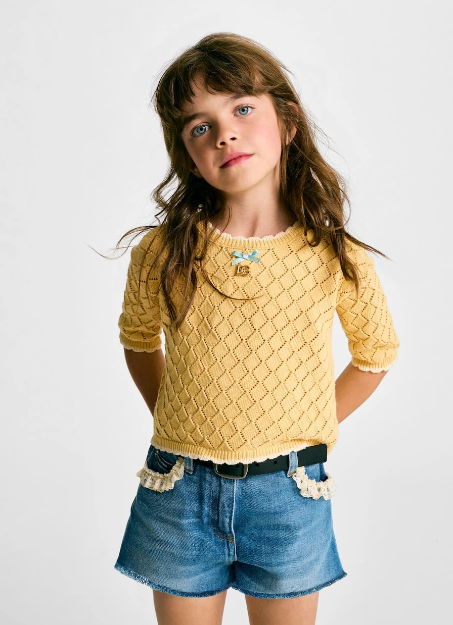 Dolce&Gabbana Kids - DG open-knit cotton top