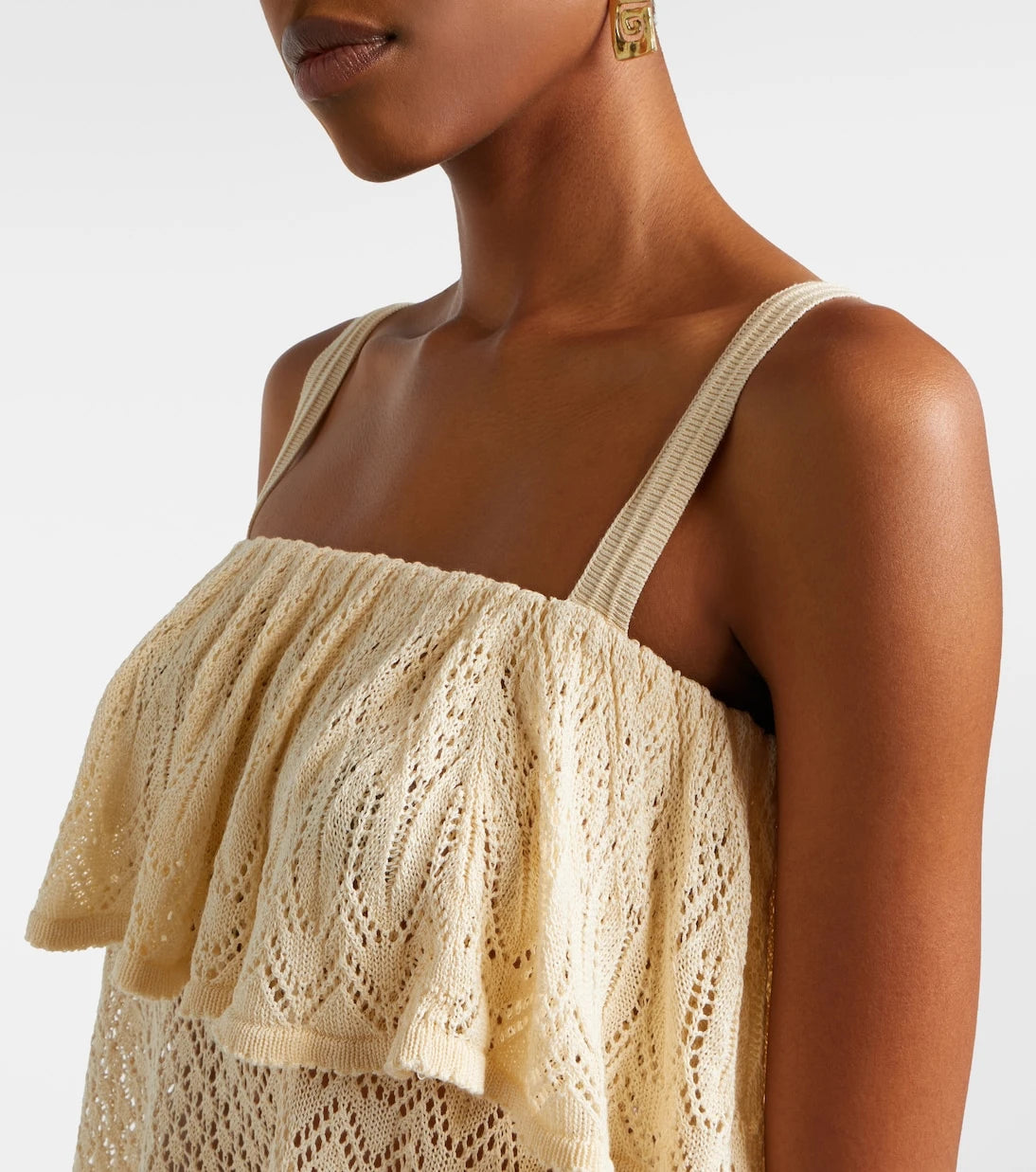 Zimmermann - Mahon knitted ruffled lace top
