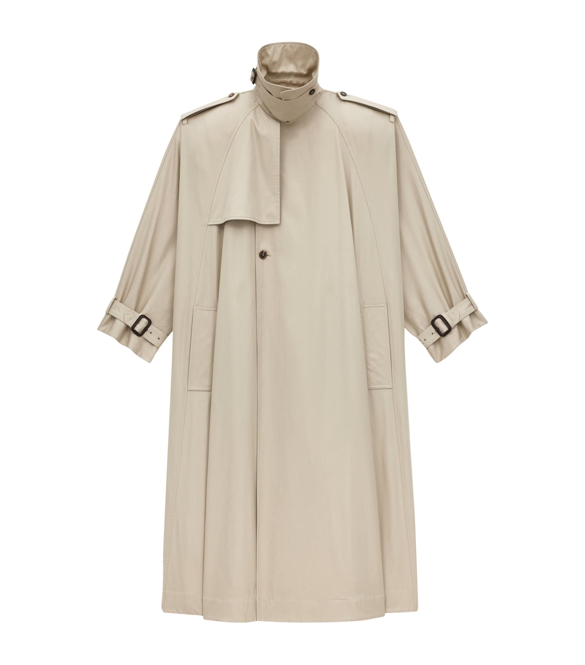 Saint Laurent Nude Cotton Cape Trench Coat