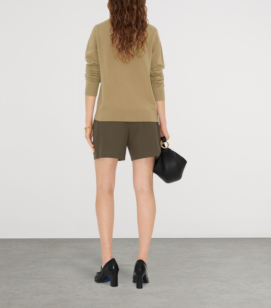 Burberry Beige Cashmere EKD-Embroidered Cardigan