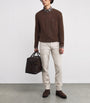 Brown Wool-Cashmere Cable-Knit Sweater