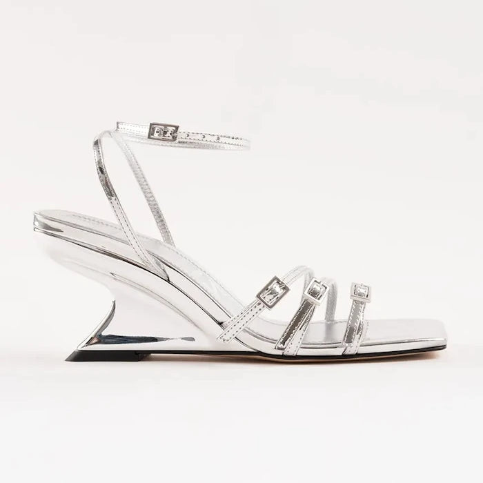 Souliers Martinez eğimli platformlu deri sandalet EDEN