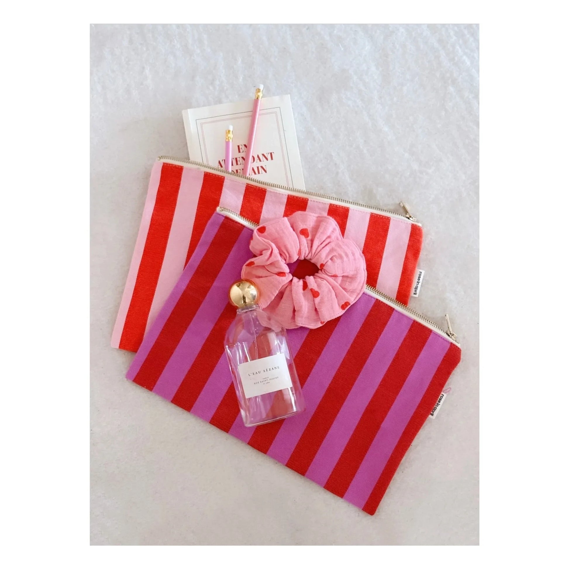 Rose in April - Lili striped clutch bag | Red