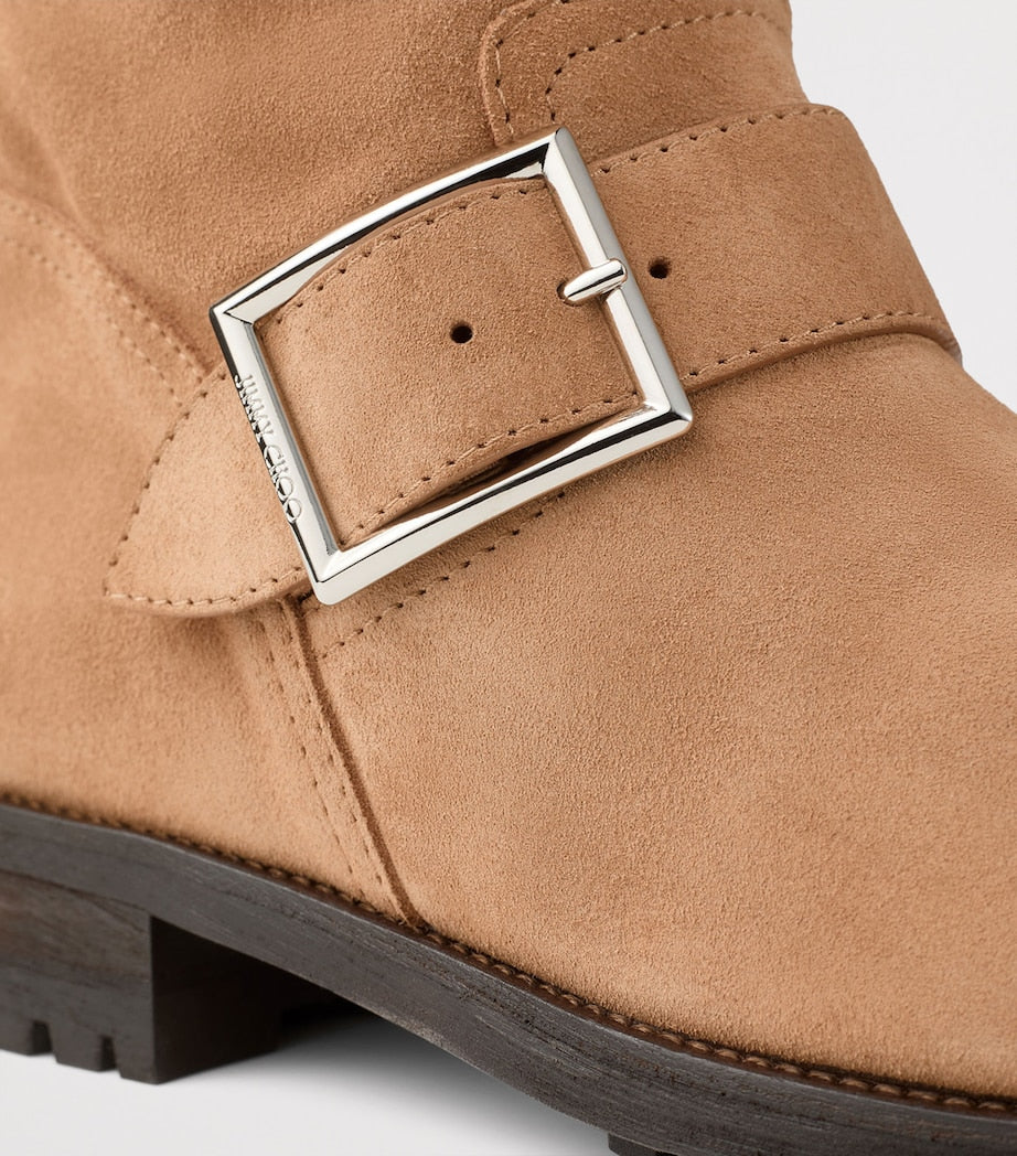 Jimmy Choo Beige Biker Mid Leather Boots