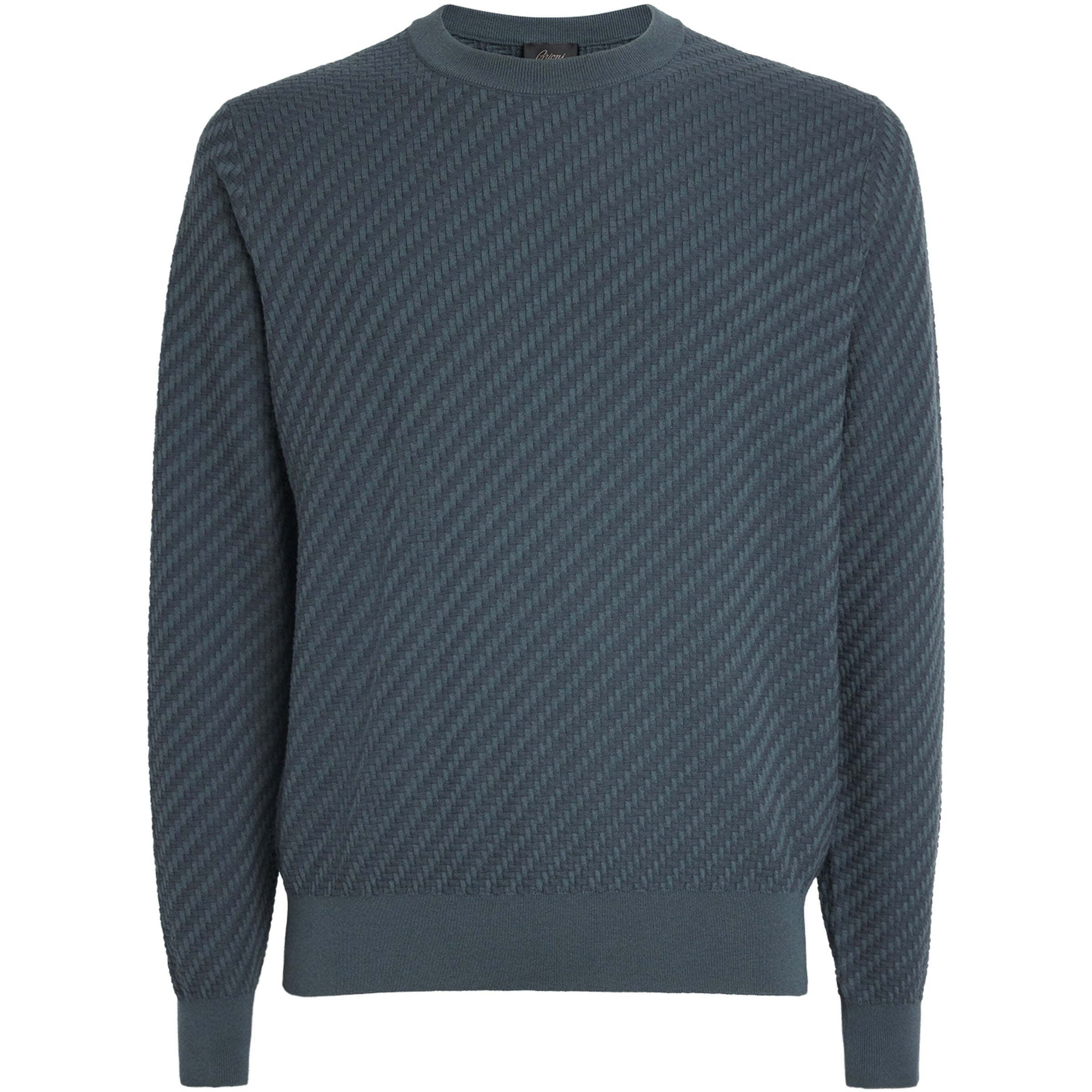Brioni Green Cotton-Silk-Cashmere Trama Weave Sweater