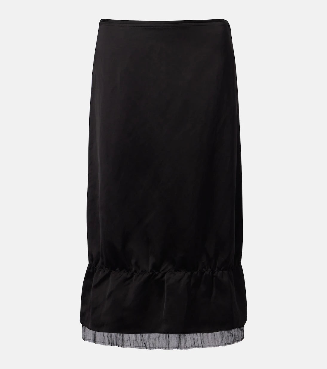 Toteme - Gauze-trimmed satin midi skirt
