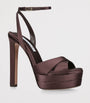 Aquazzura Brown Satin Divine Plateau Platform Sandals 130