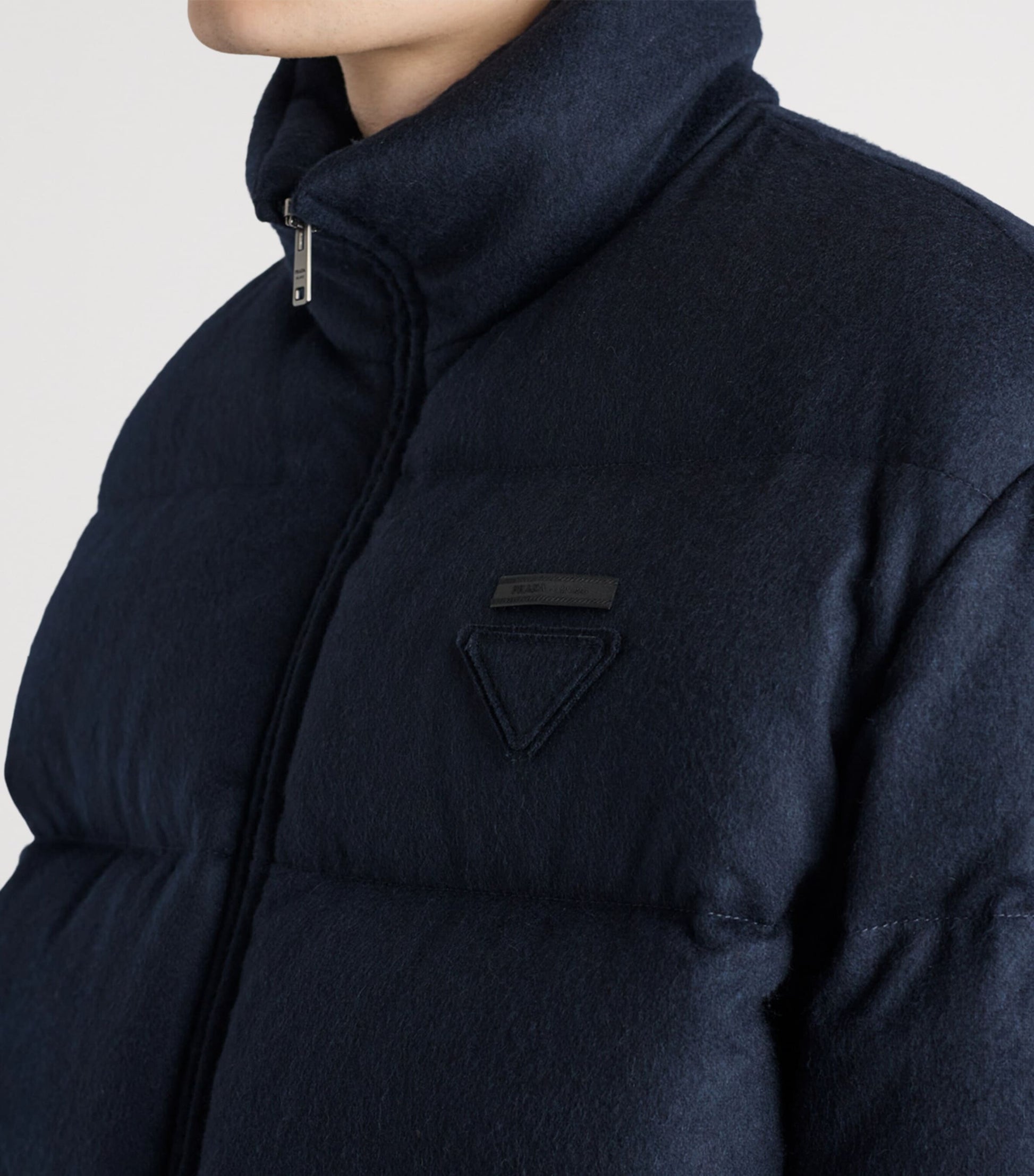 Blue Cashmere Logo Puffer Jacket