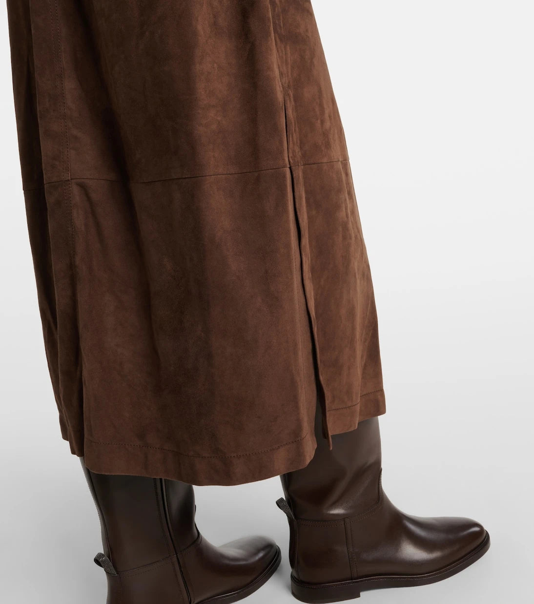 Brunello Cucinelli - Monili belted suede shirt dress