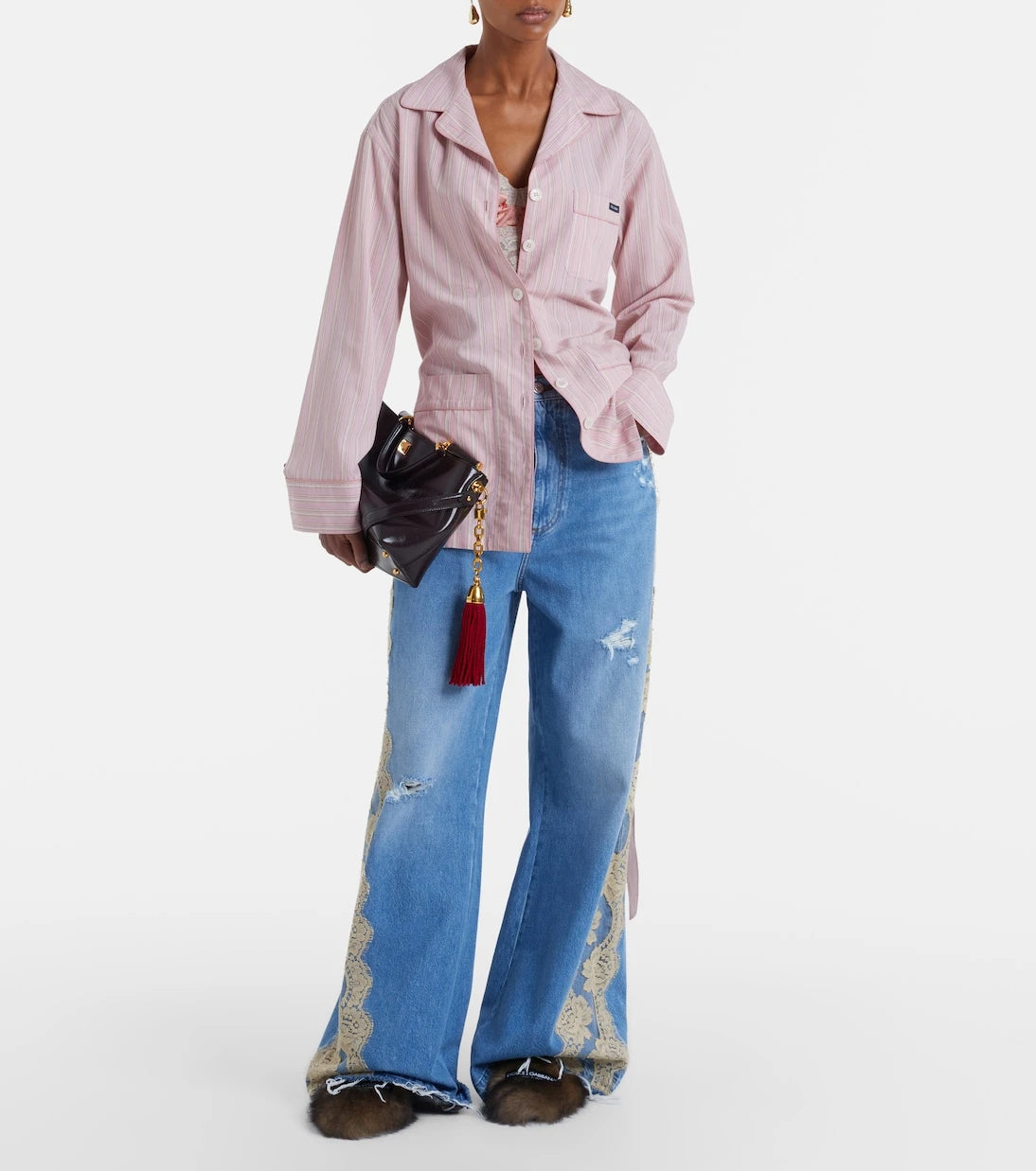 Dolce&Gabbana - Belted striped shirt