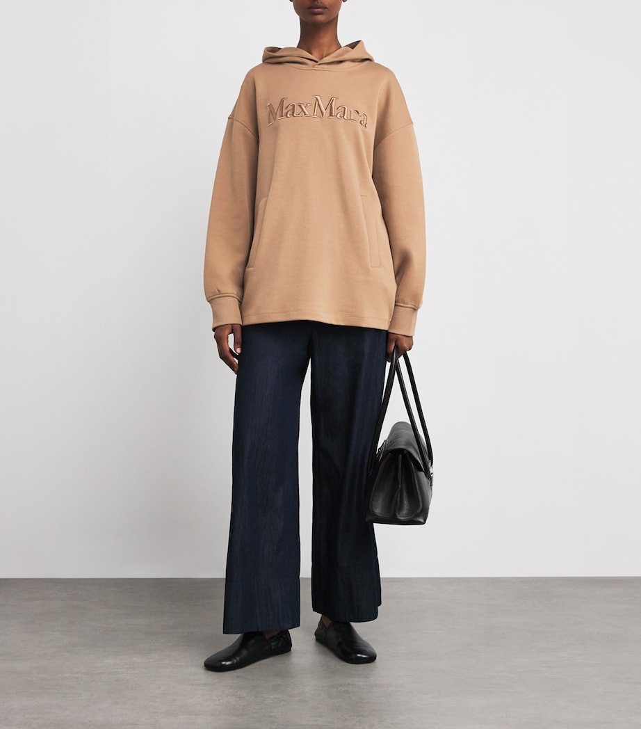 Max Mara Beige Cotton-Blend Logo Hoodie