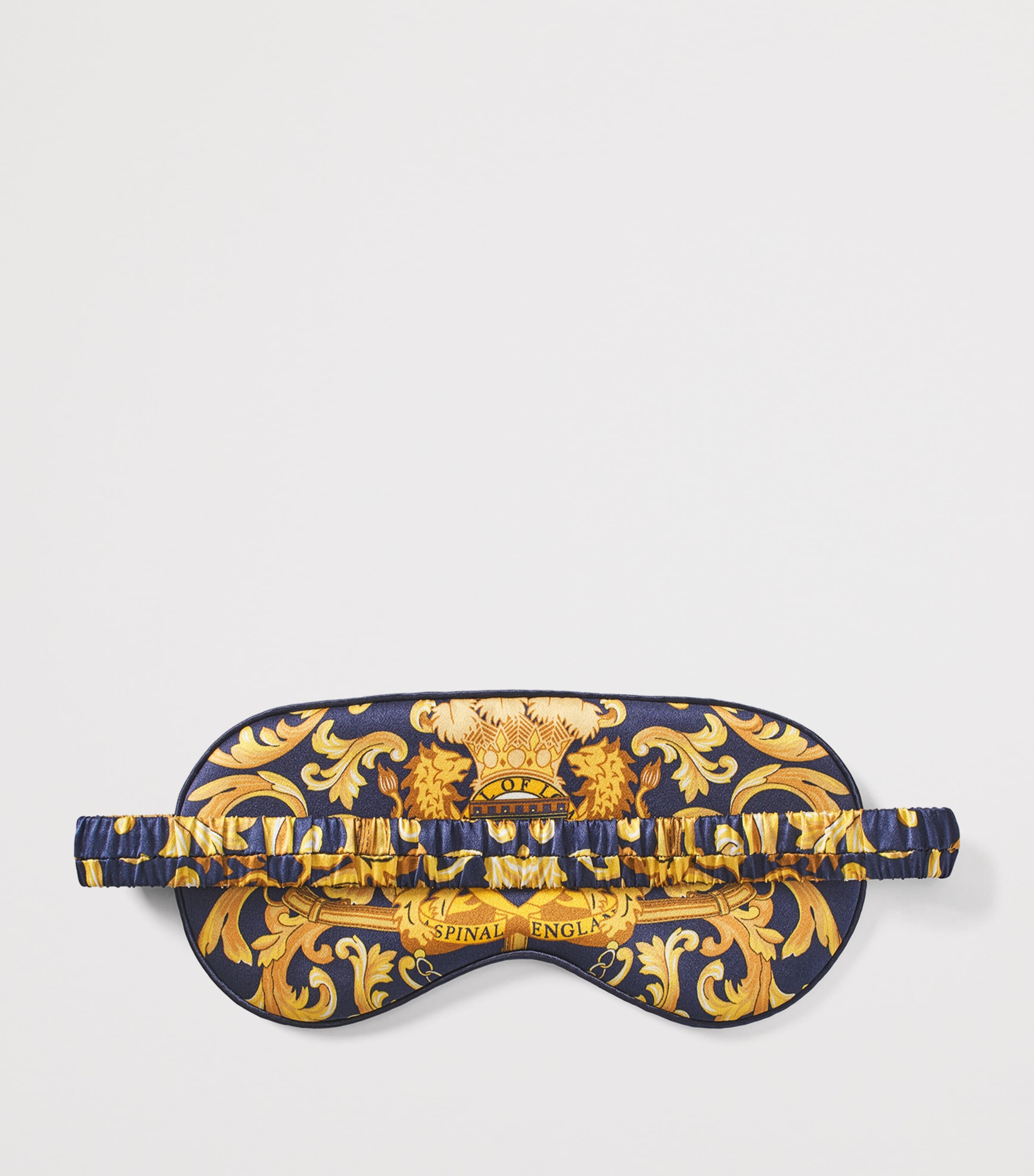 Navy Silk Printed Eye Mask