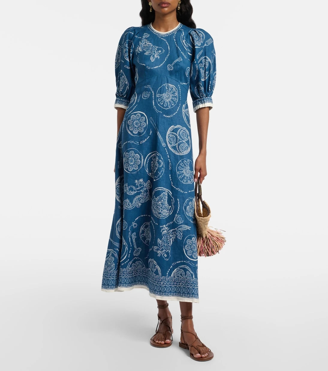 Alémais - Lucky printed linen midi dress