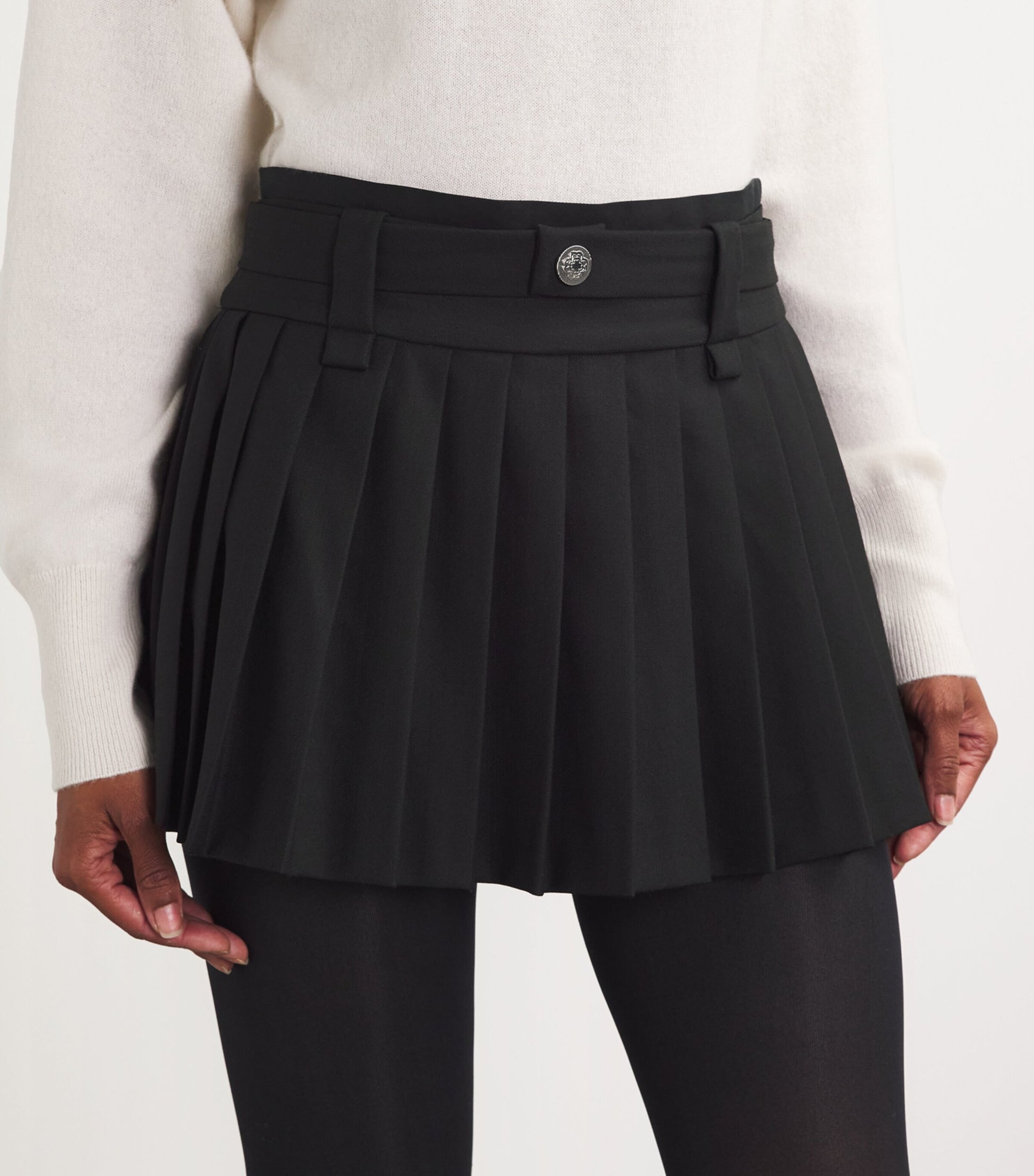 Maje Black Pleated Mini Skirt