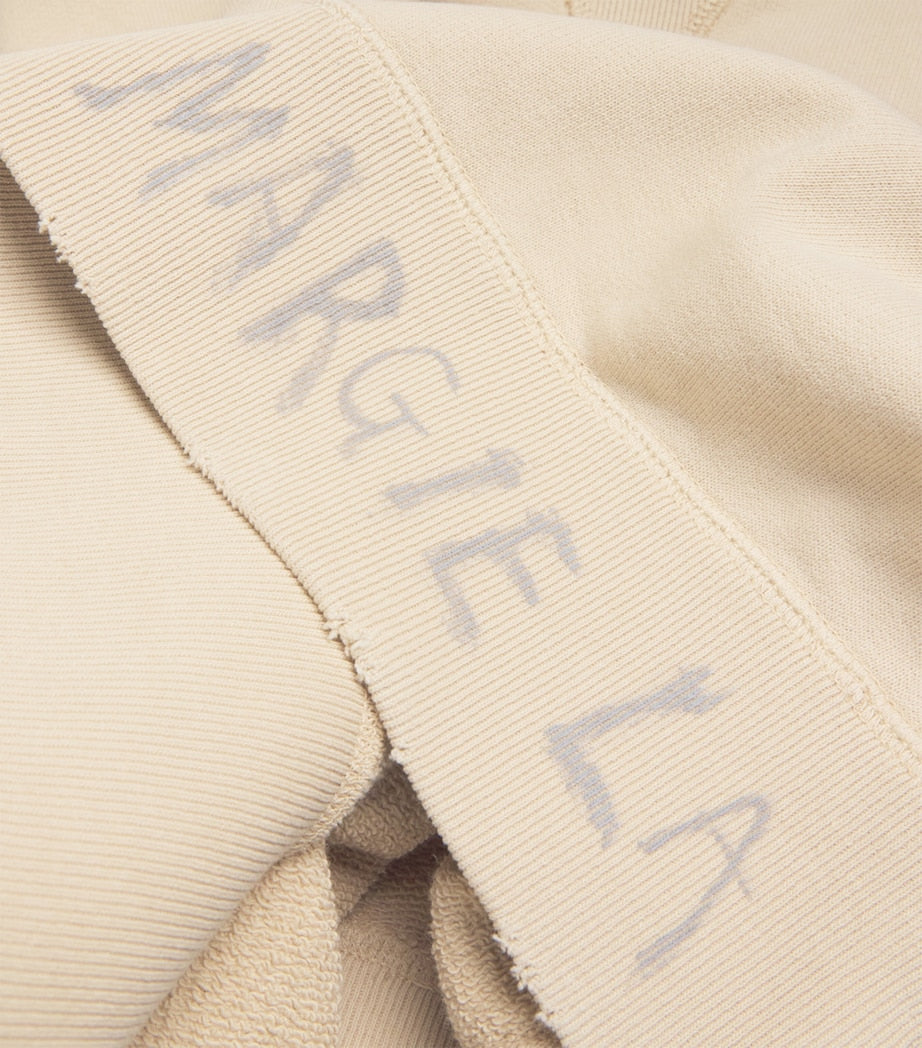 Maison Margiela Beige Cotton Distressed Logo Sweatshirt