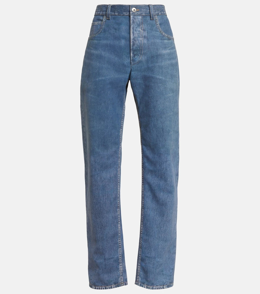 Bottega Veneta - Denim-printed wide-leg leather pants