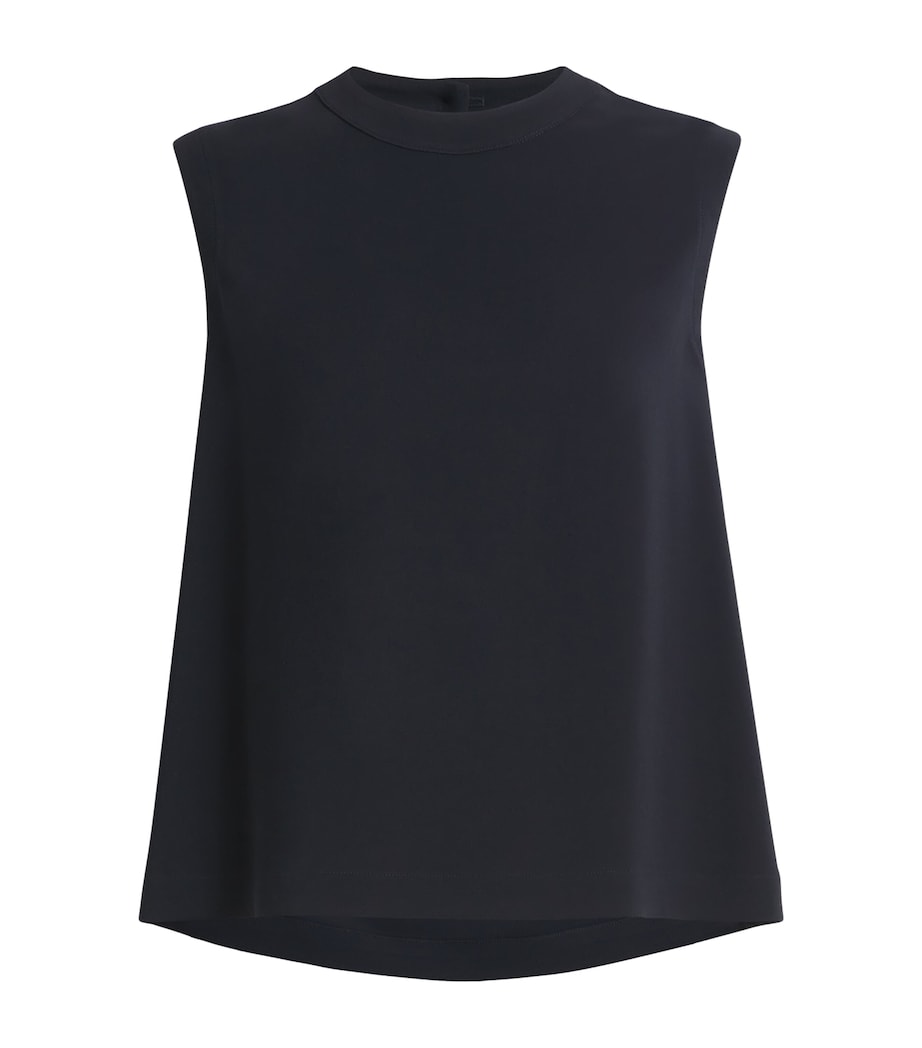 Navy Sleeveless Tailored Blouse