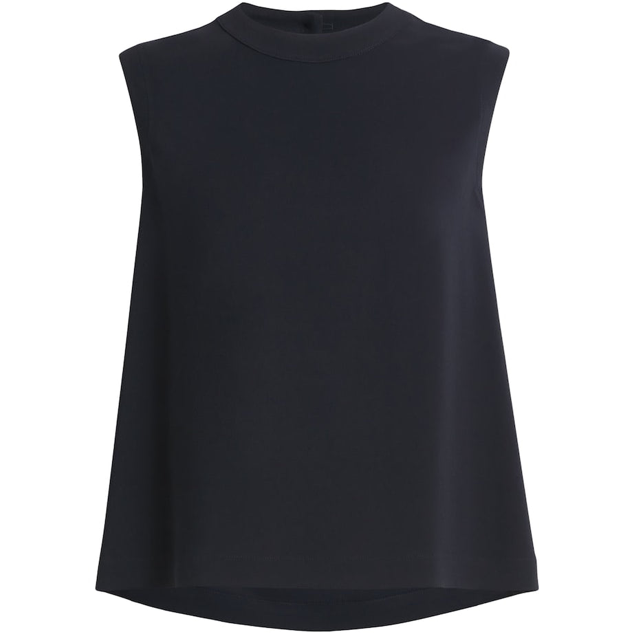 Navy Sleeveless Tailored Blouse