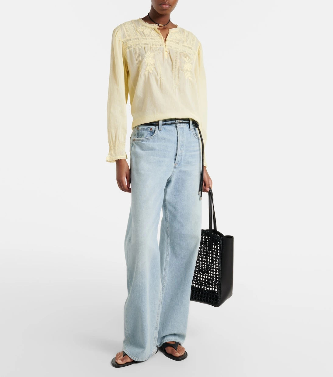 Velvet - Byrdie lace-trimmed cotton blouse