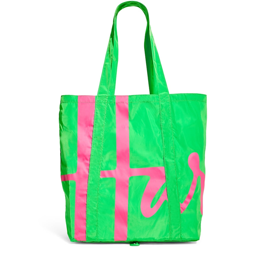 Green Logo Pocket Shopper Bag