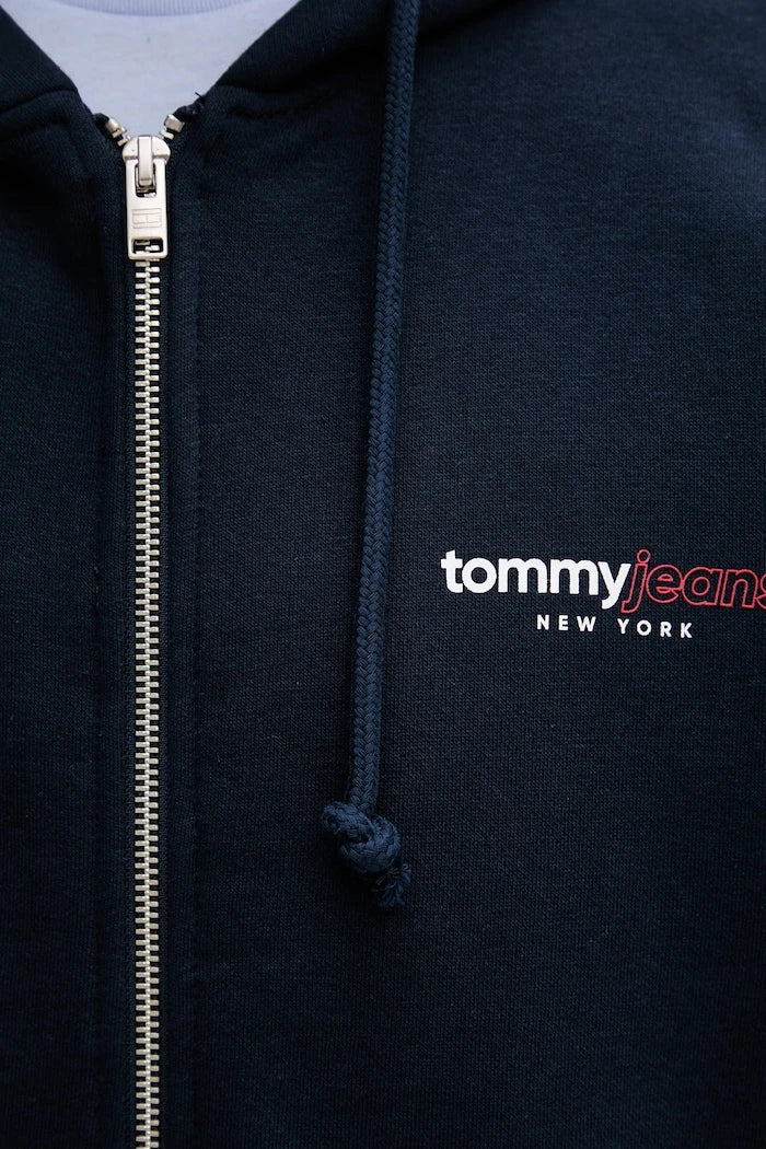 Tommy Jeans fermuarlı kapüşonlu erkek pamuklu sweatshirt