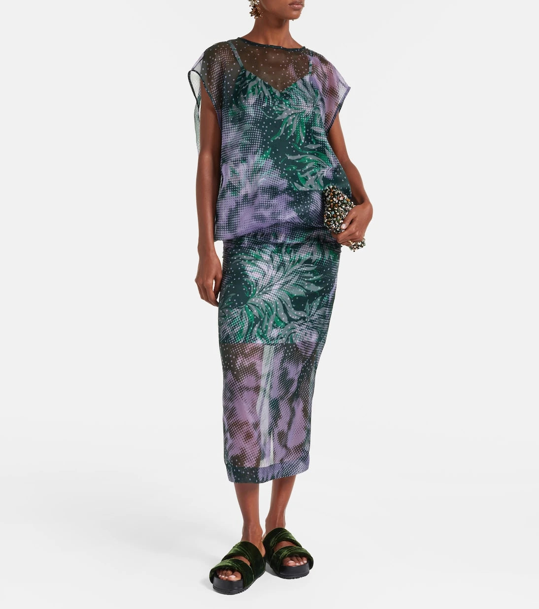 Dries Van Noten - Printed silk organza top