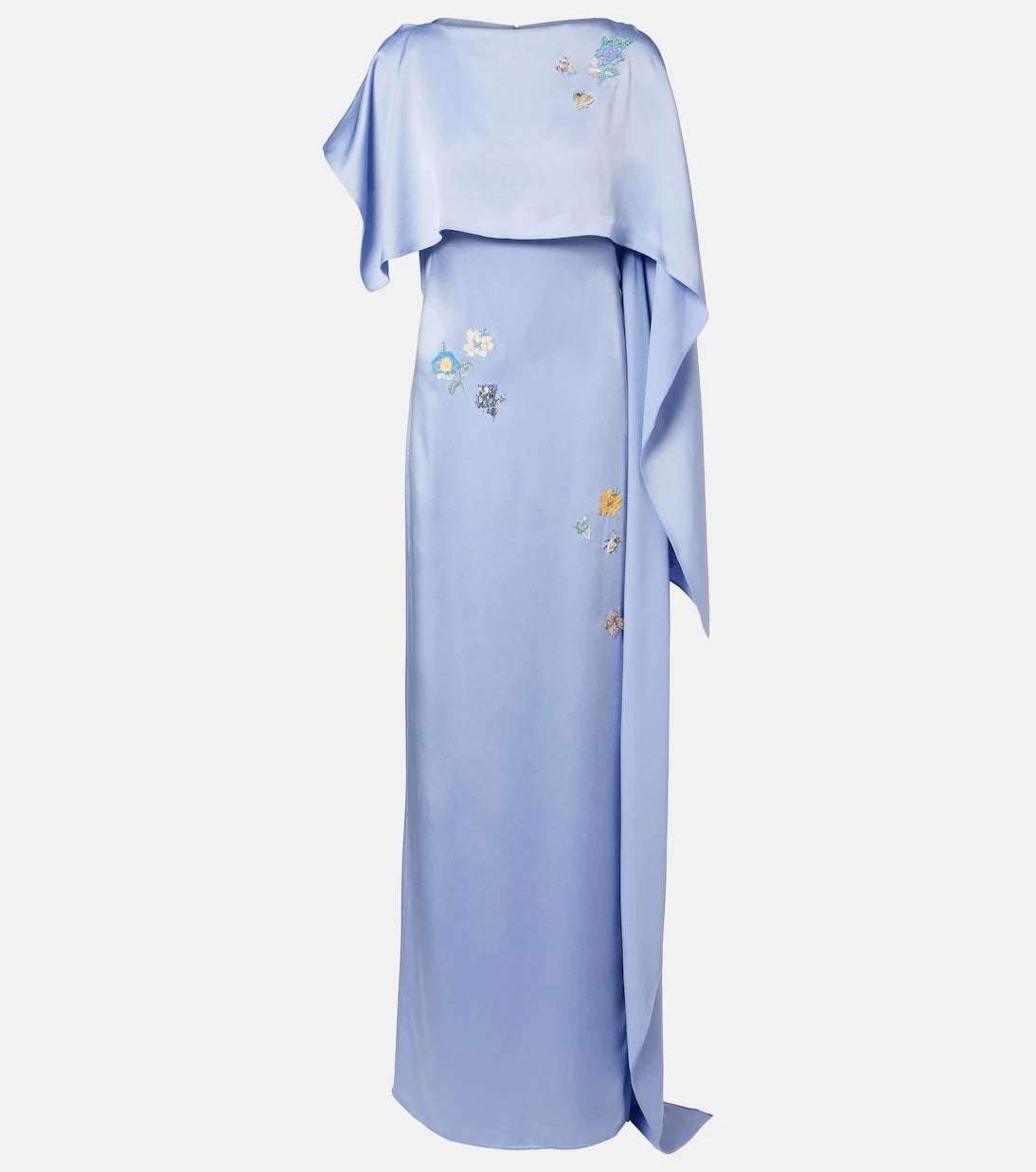 Erdem - Embellished caped satin cady gown