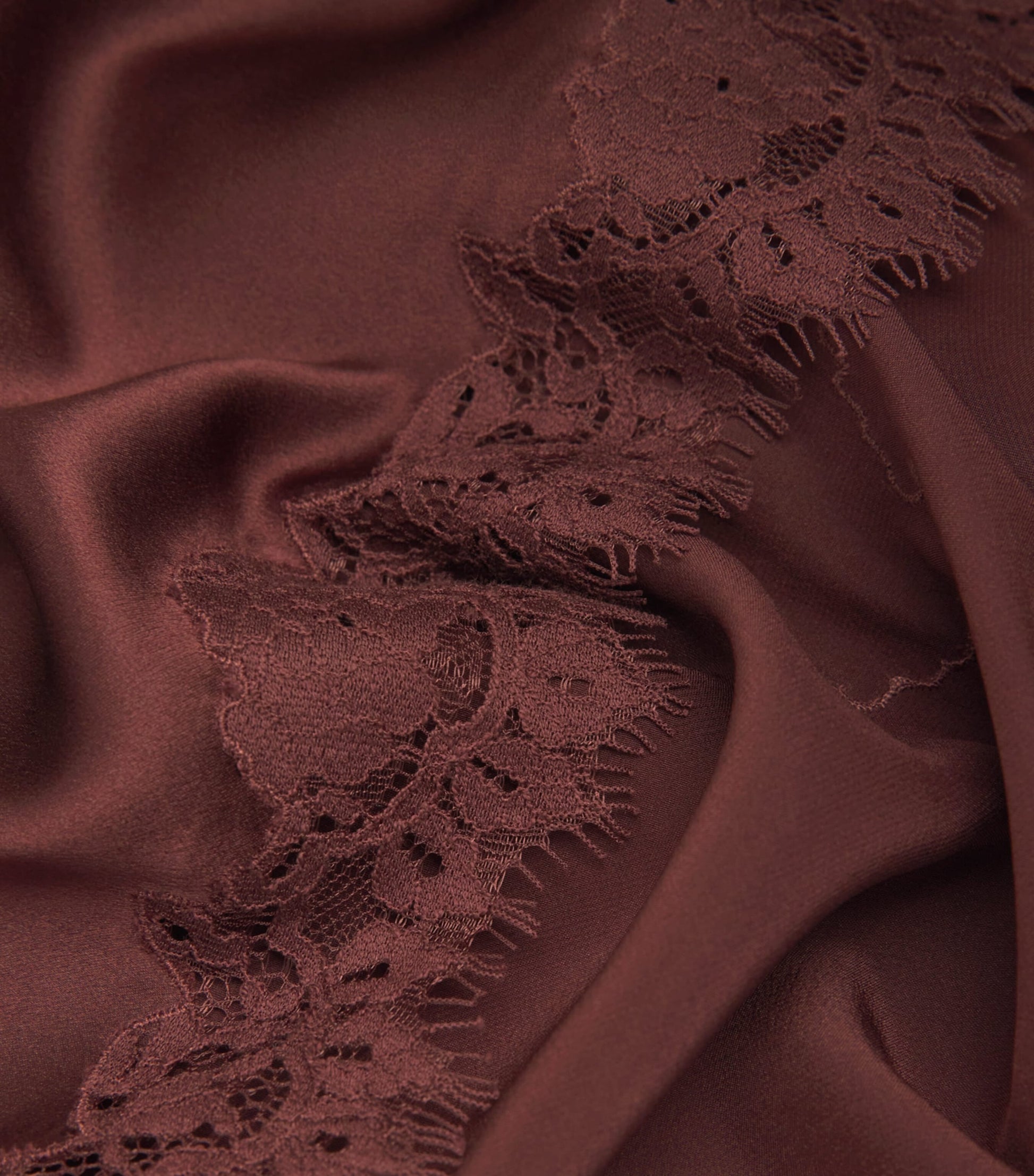 DÔEN Brown Silk Lace-Trim Kira Top