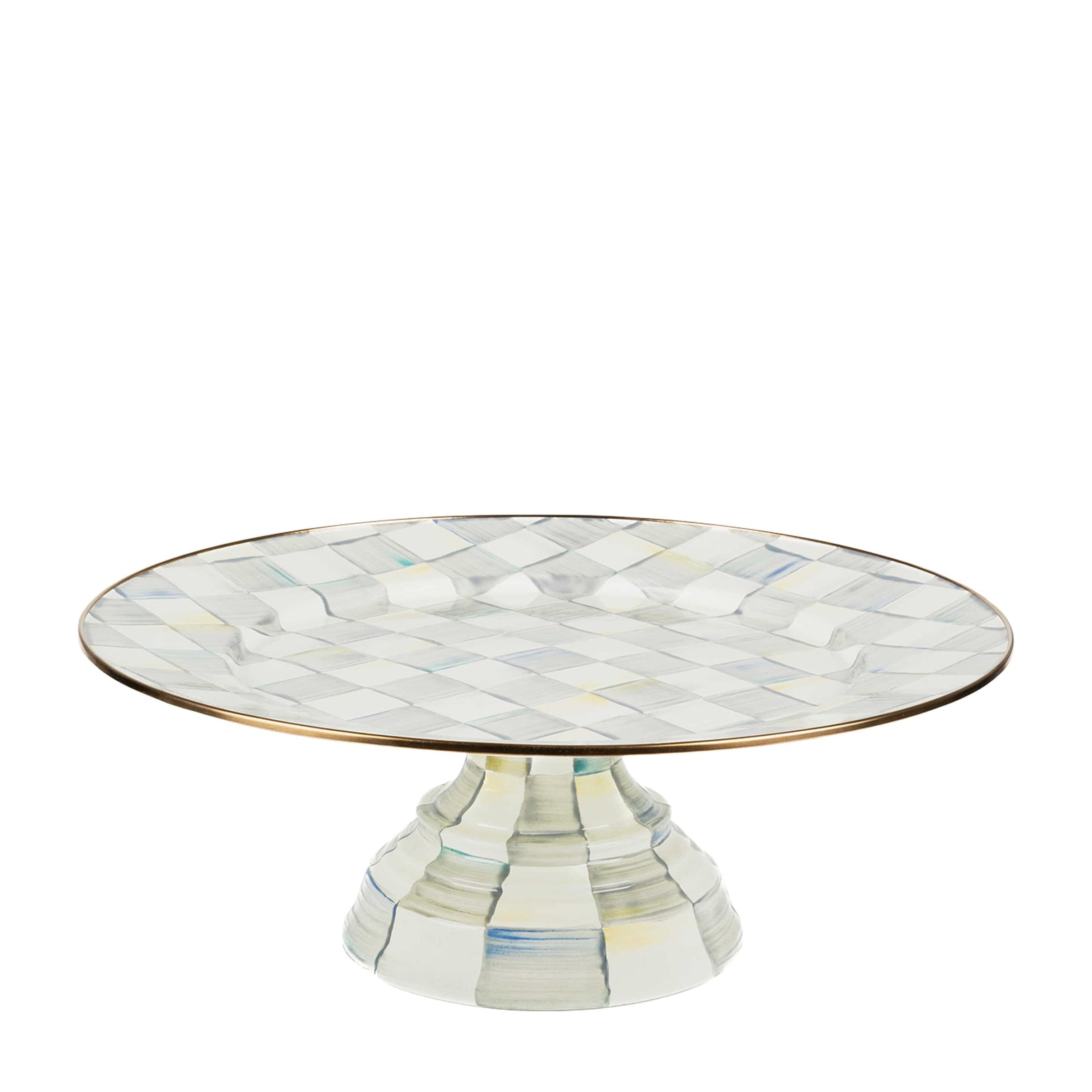 MacKenzie-Childs Sterling Check Pedestal Platter